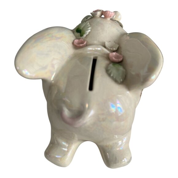 Vintage Elephant Bank – Lustreware Ceramic with Flowers – Essay New York 620M - Picture 4 of 6